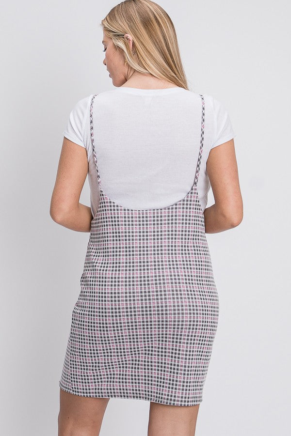 Jacquard Plaid Suspender Dress