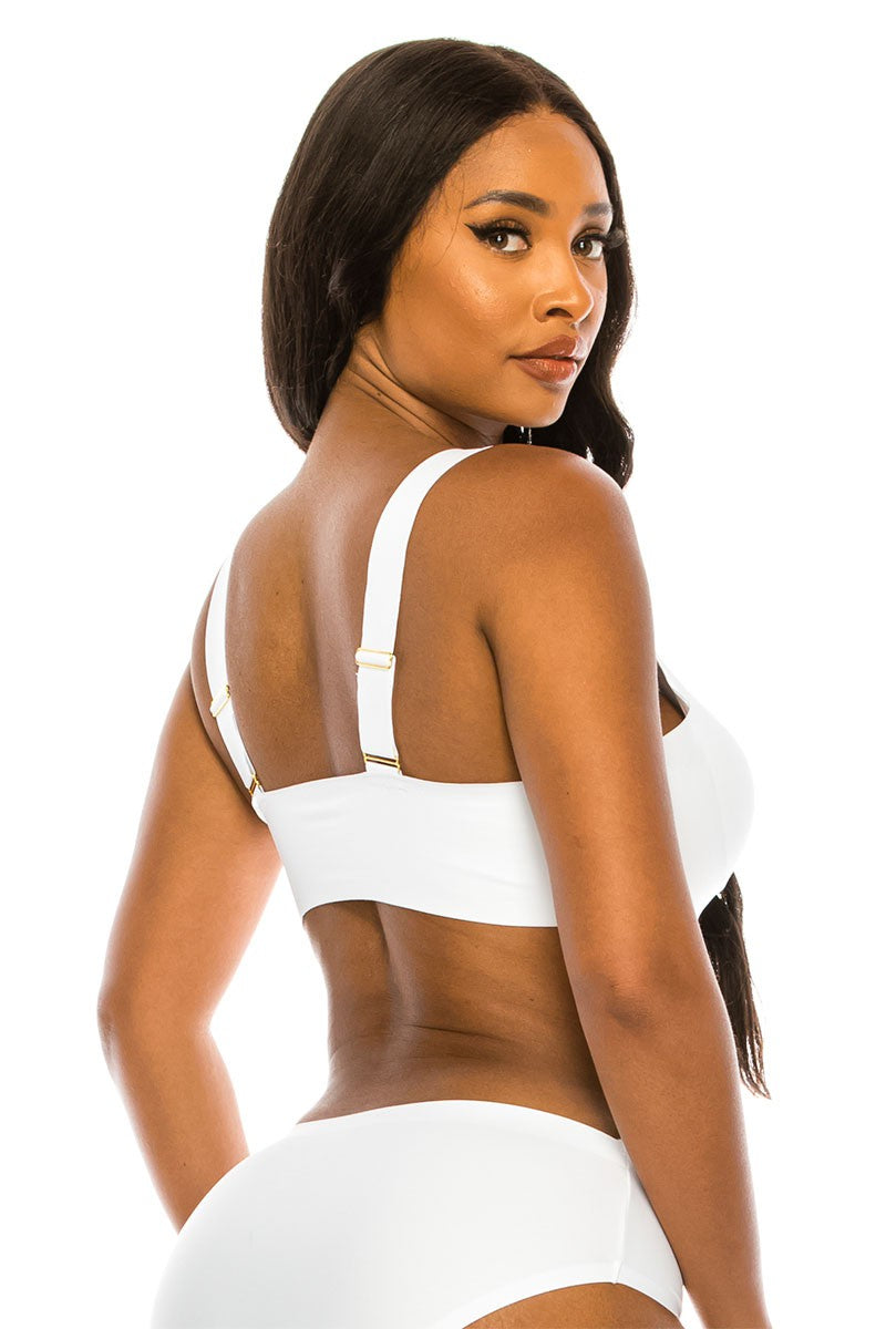 Laser Cut Padded Bralette - White