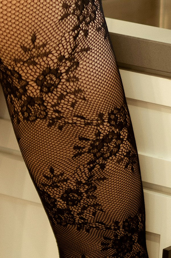 Lady's Floral Fishnet Tights #004