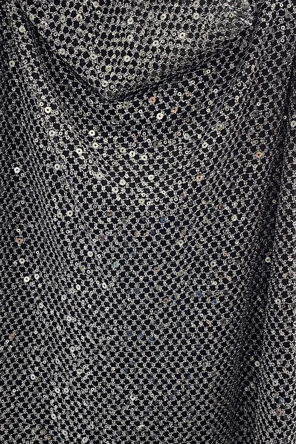 Open Back Fishnet Sequin Mini Dress W/ Side Slit