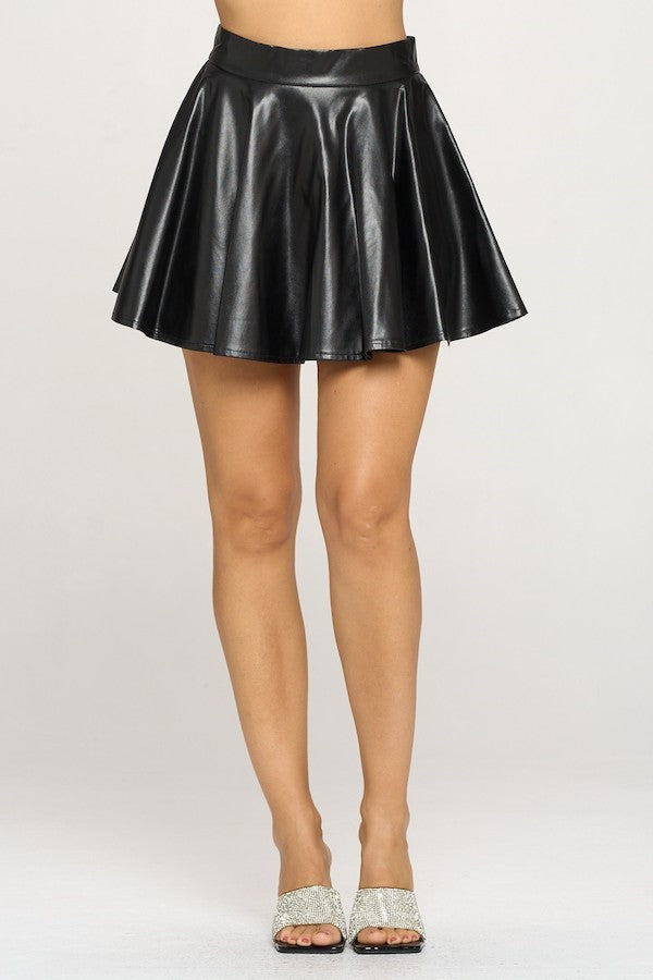 Pu Flared Skirt