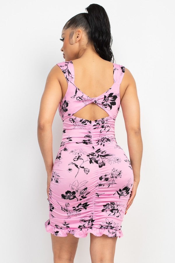Ruffled Ruching Bodycon Dress
