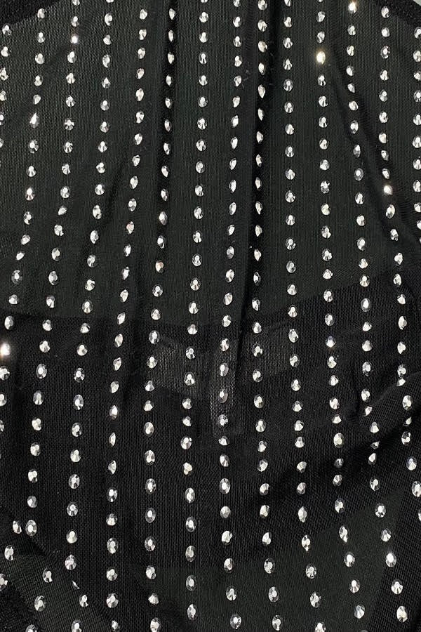 Rhinestone Mesh Crop Top