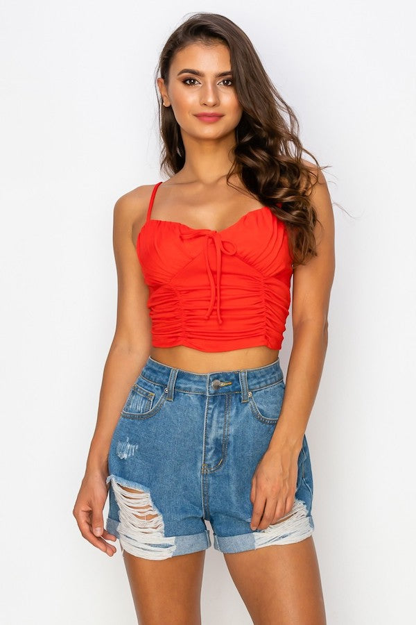 Radiant V-Neck Shirred Crop Cami