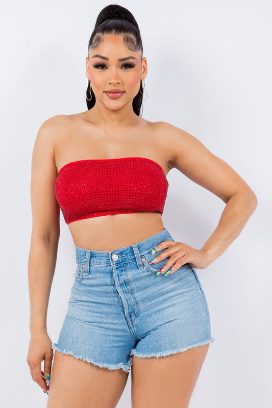 Studded Bandeau Crop Top