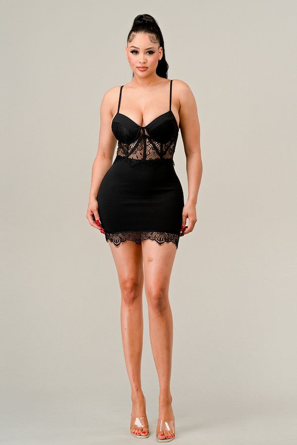 Lace Evening Mini Dress