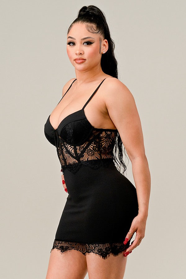 Lace Evening Mini Dress