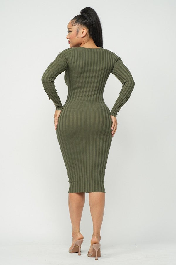 Cutout Ribbed Midi Dress
