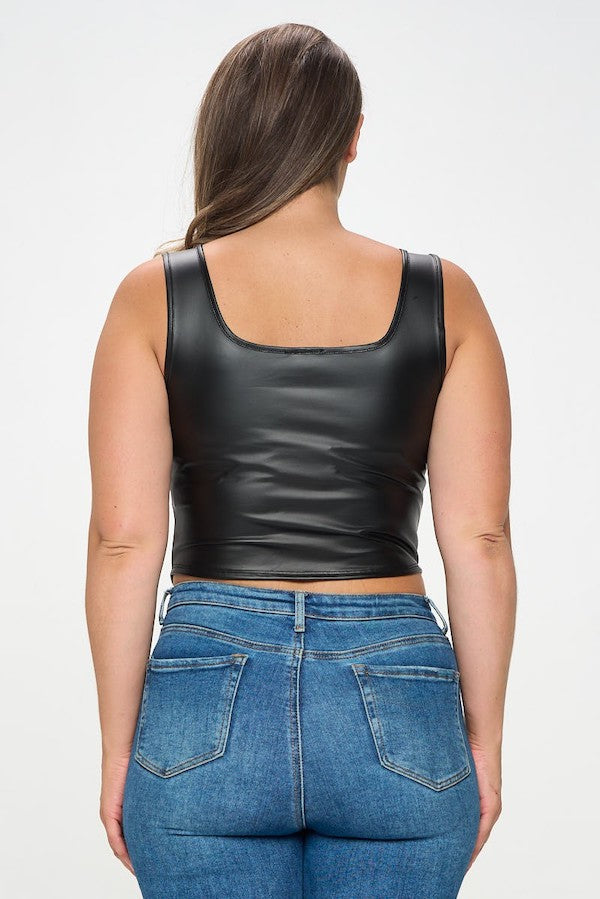 Faux Leather Corset Tank Top