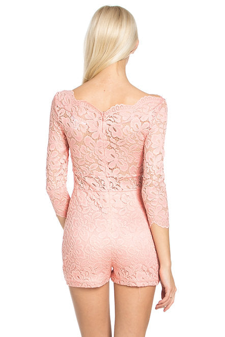 Off Shoulder Lace Romper