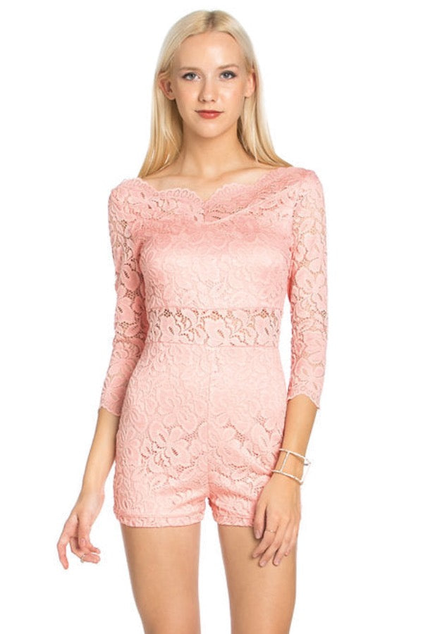Off Shoulder Lace Romper
