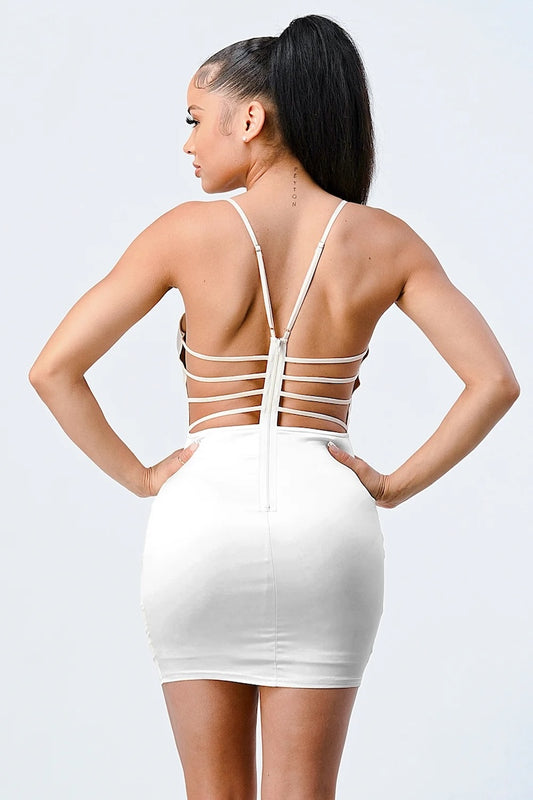 Heavy Stretch Satin Cowl Neck Bodycon Mini Dress