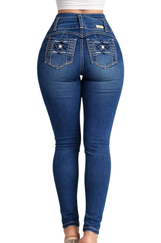 Blue jeans on a white background