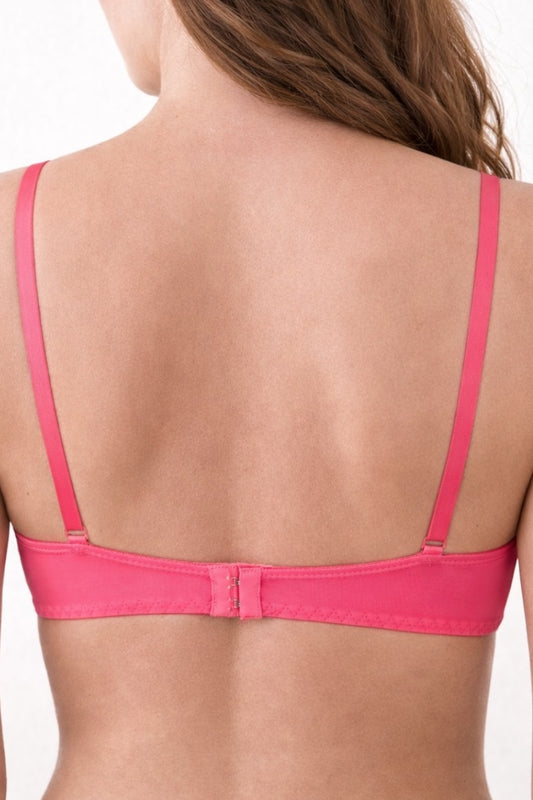 Pink bra on a white background