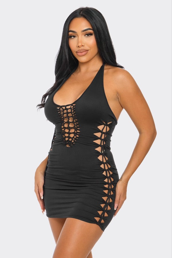 Halter Cut Out Mini Dress