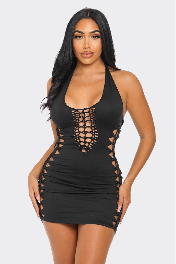 Halter Cut Out Mini Dress