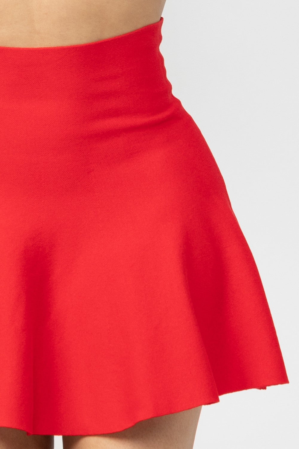 Fit & Flare Seamless Ribbed Skirt - Red