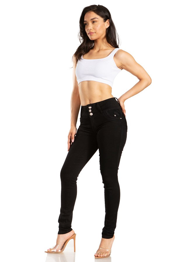 Mid Rise Embroidered Studded Jeans