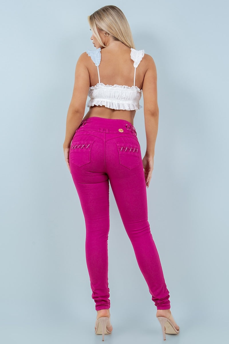 Summer Push Up Colombian Skinny Jeans - Magenta