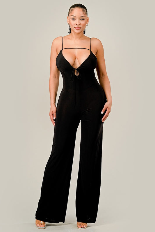 Strappy Wide Leg Jumpsuit - Black