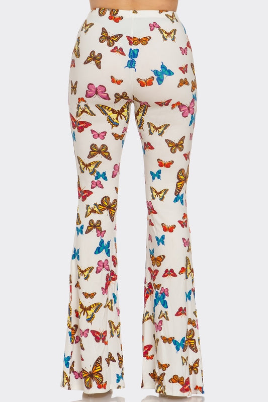 Butterfly Printed Flared Long Pants