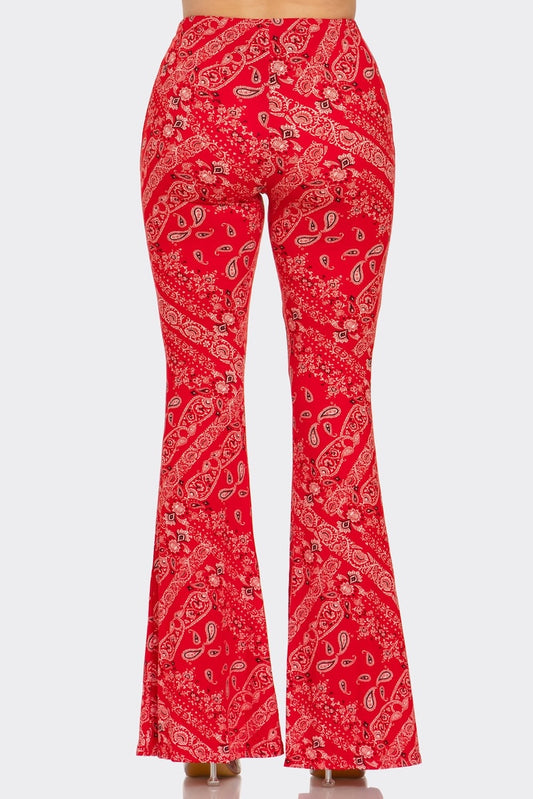 Boho Bandana Printed Flared Long Pants