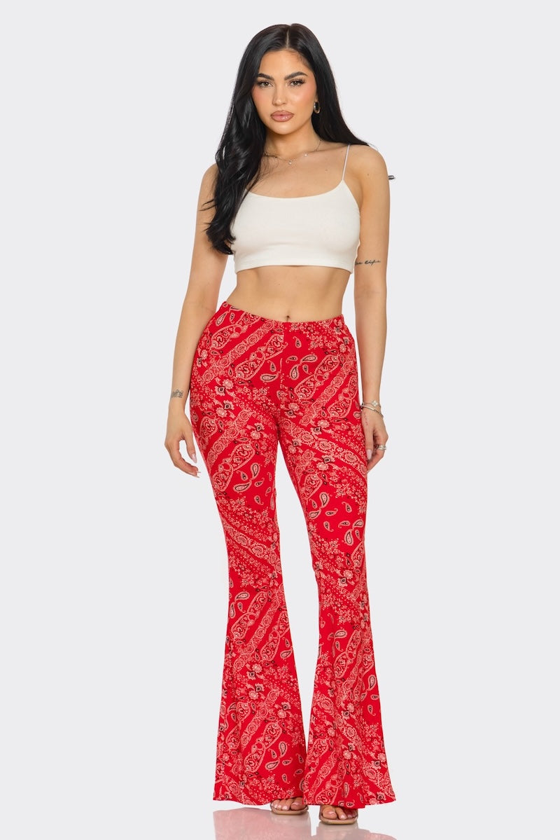 Boho Bandana Printed Flared Long Pants
