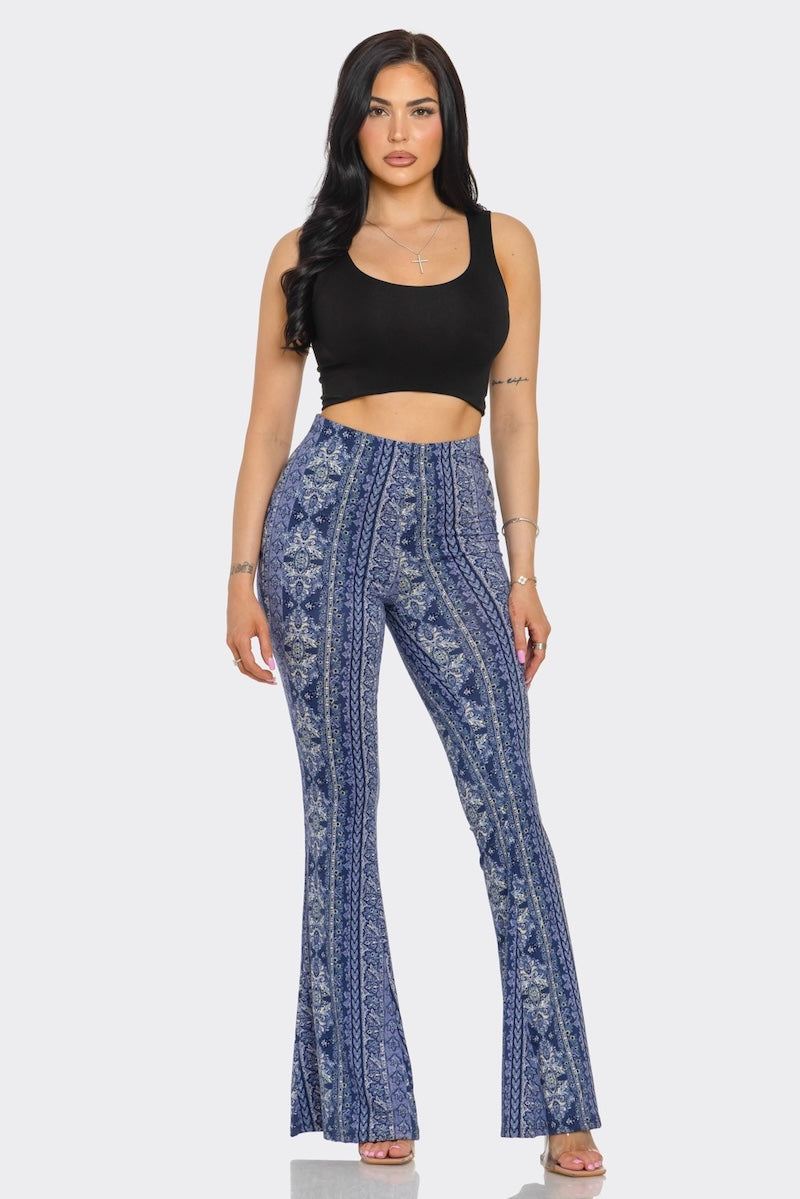 Multi Pattern Bell Bottom Pants