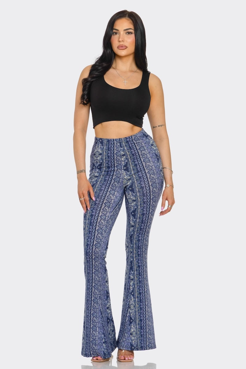 Multi Pattern Bell Bottom Pants
