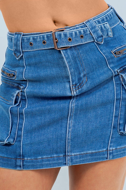 Cargo Mini Denim Skirt #CD189