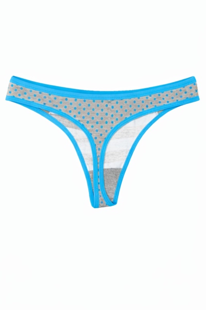 Blue and gray patterned underwear on a white background