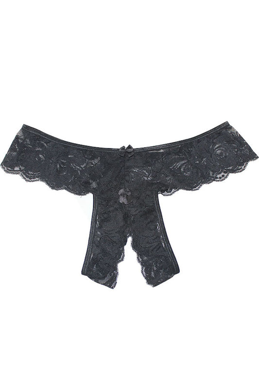 Bows Crotchless Lace Thong Panty
