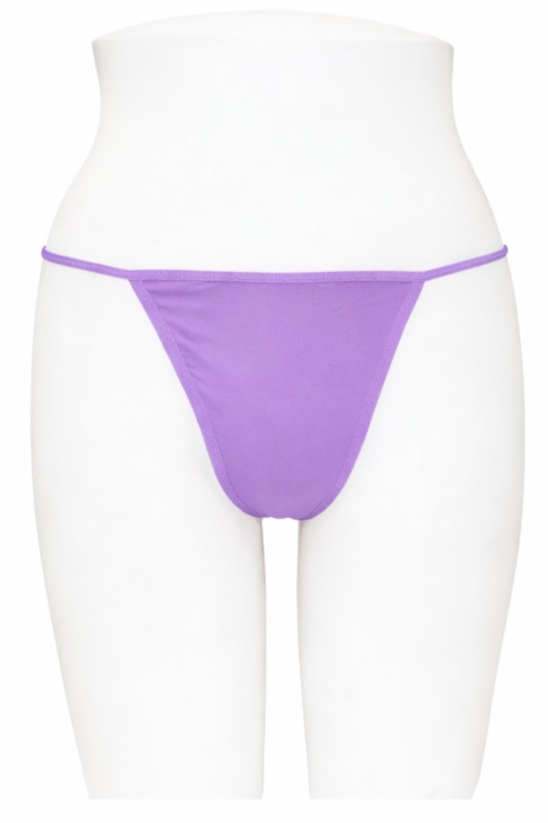Light Purple thong on a white mannequin with a white background