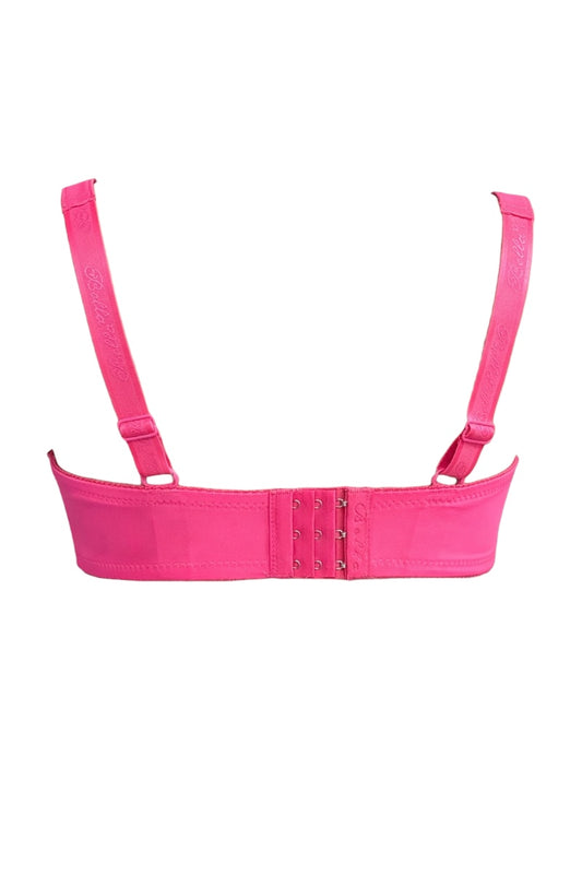 Pink bra back on a white background