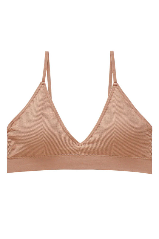 Beige bralette on a white background