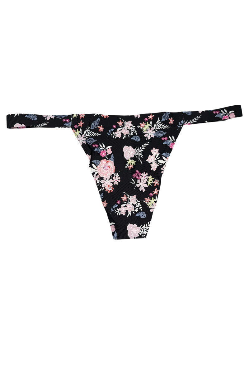 Floral-patterned bikini bottom on a white background