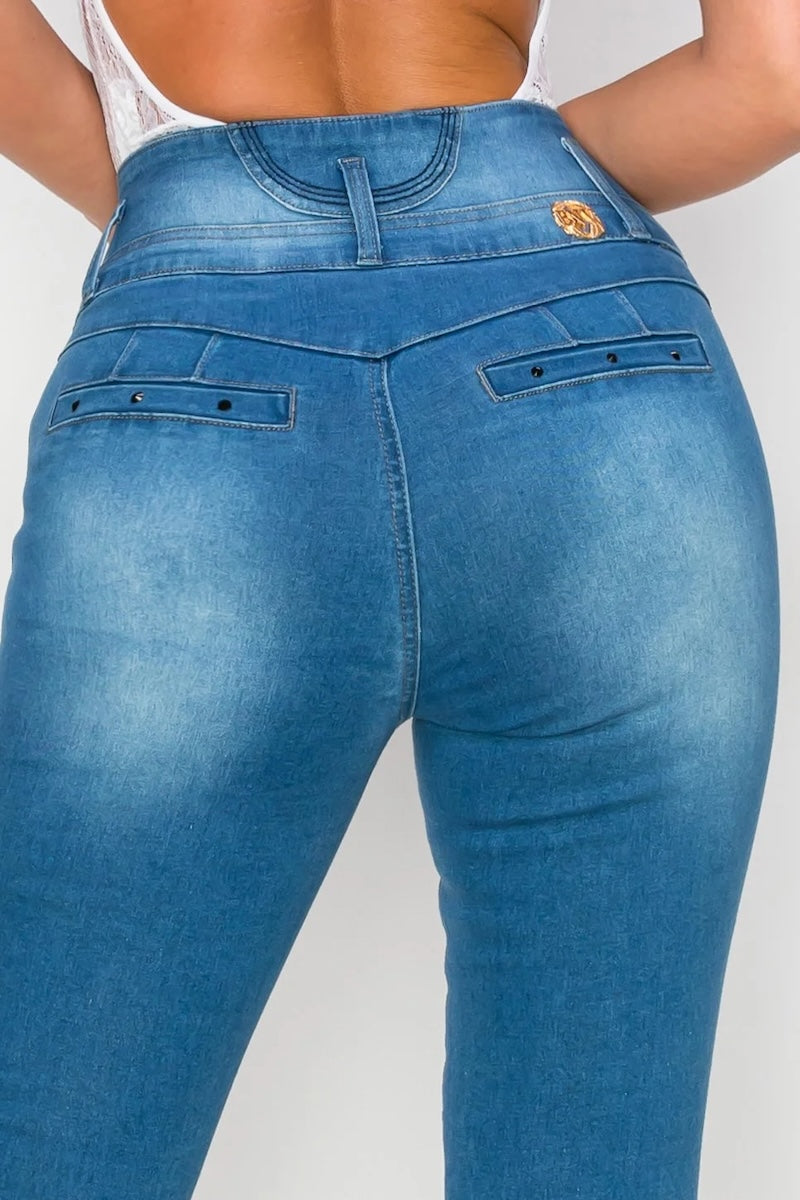 High Waisted Studded Ripped Skinny Jeans #G239