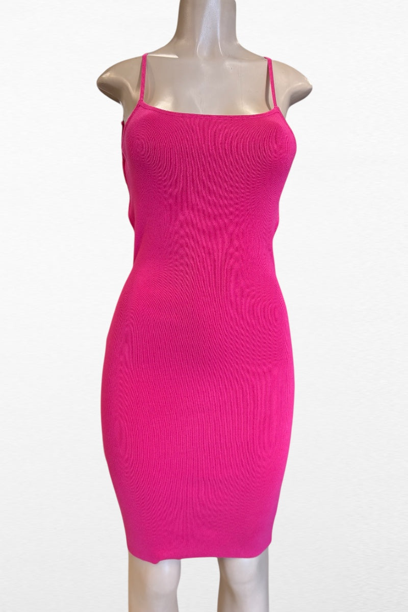 Back Chain Straps Ribbed Dress