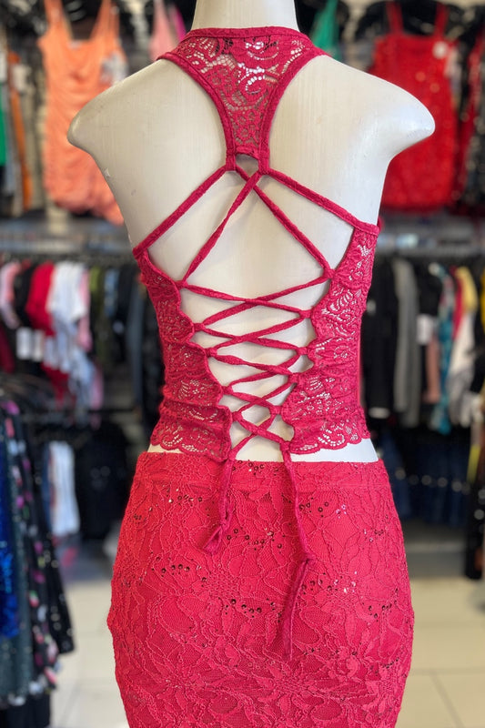 Back Lace Up Detail Lace Top