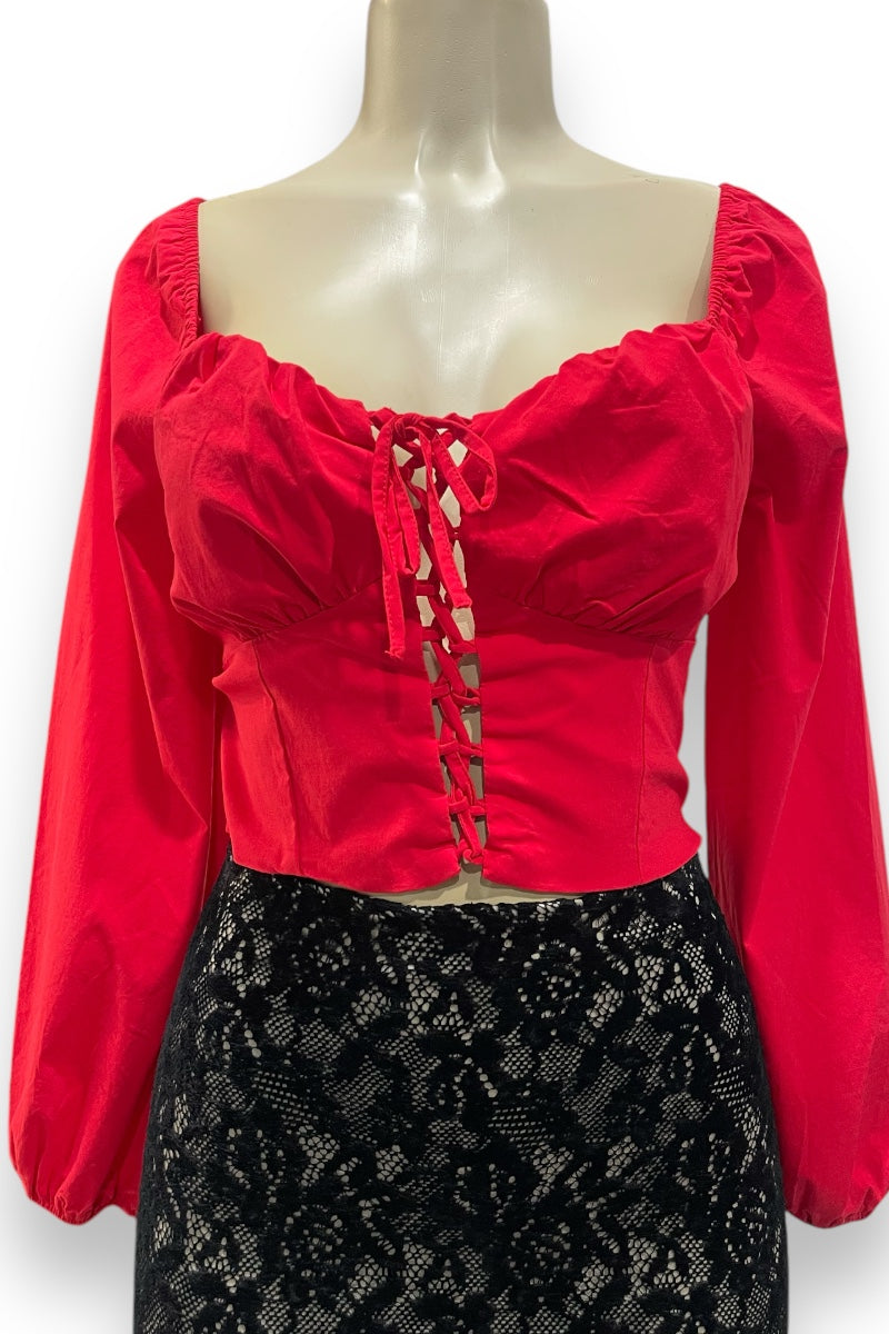 Balloon Long Sleeves Crop Top