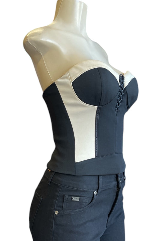 Boning Bustier Color Block Strapless Top