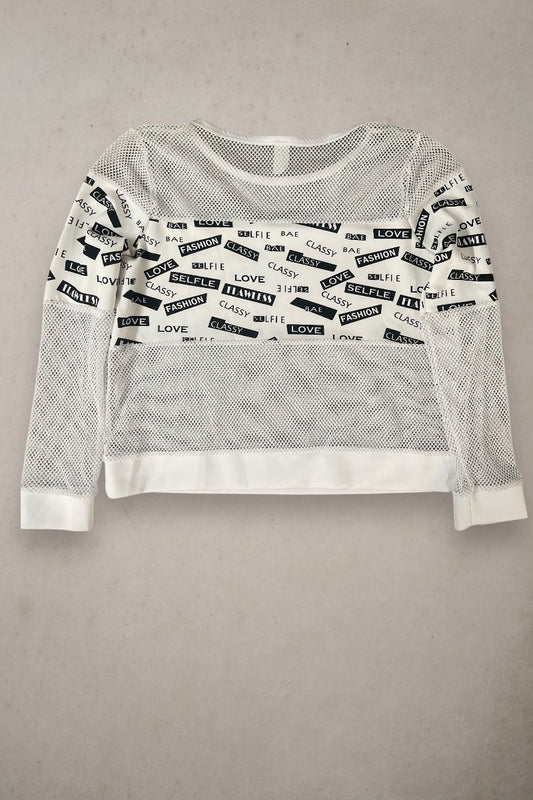 Cassy Fishnet Contrast Pullover Sweater Top