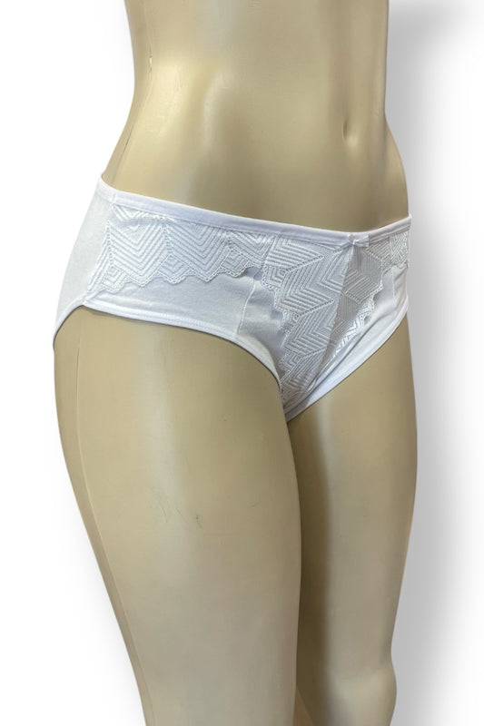 Chevron Lace Hipster Panty - White