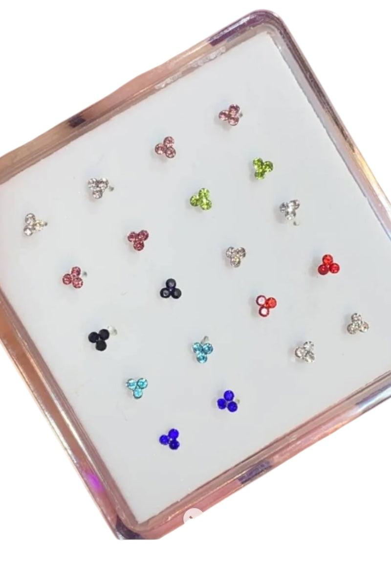 Clover Shaped Silver Nose Ring - Ball End