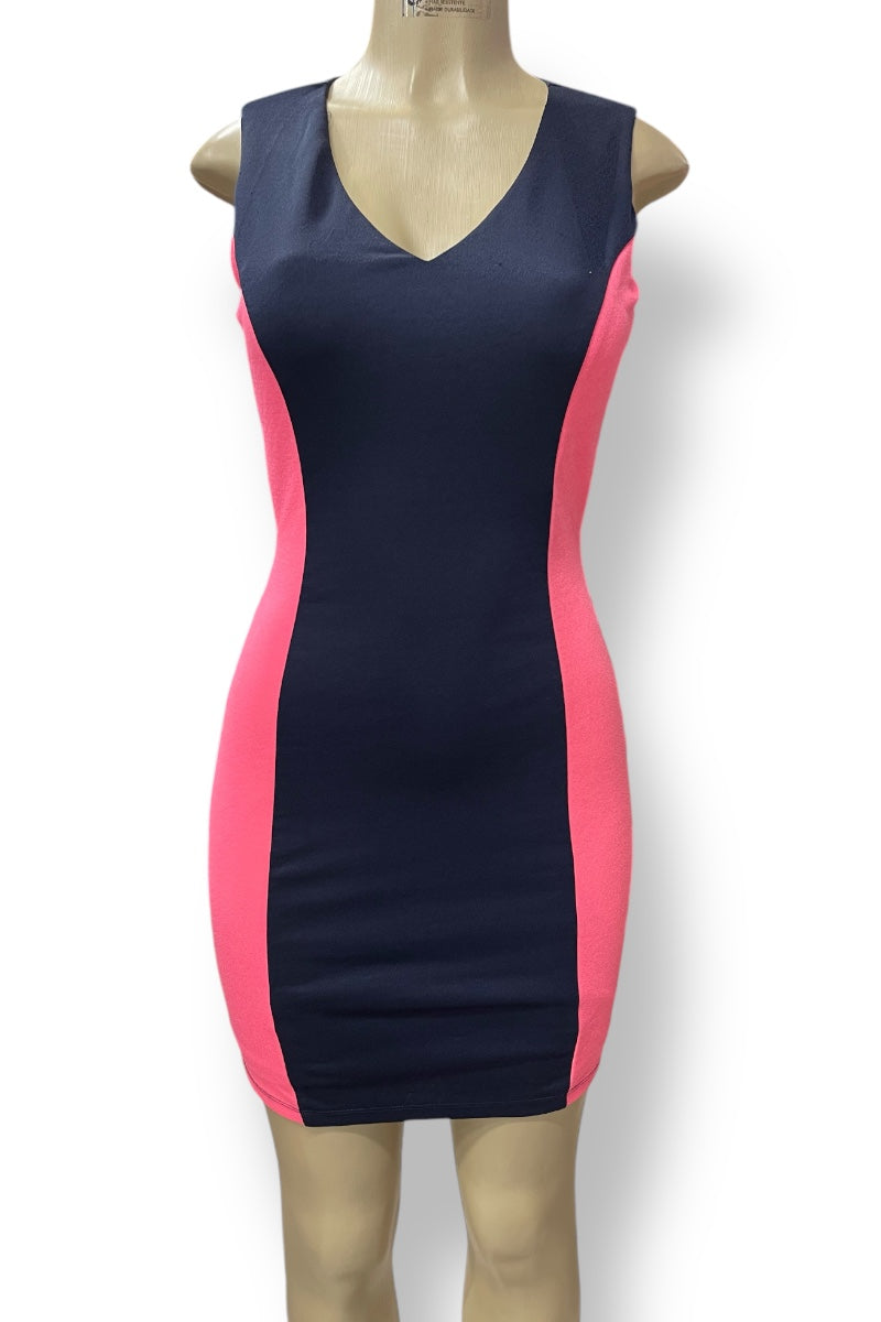 Color Block Criss Cross Chain Dress