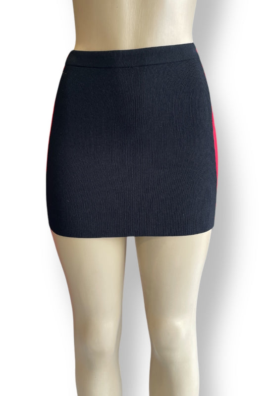 Color Block Ribbed Mini Skirt