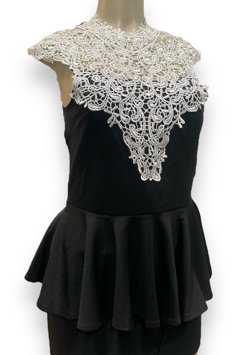 Crotchet Lace Peplum Top