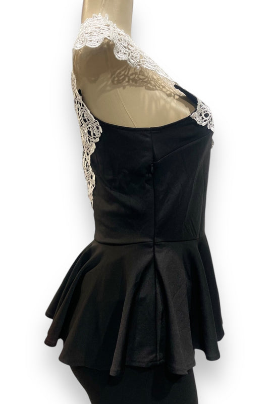 Crotchet Lace Peplum Top