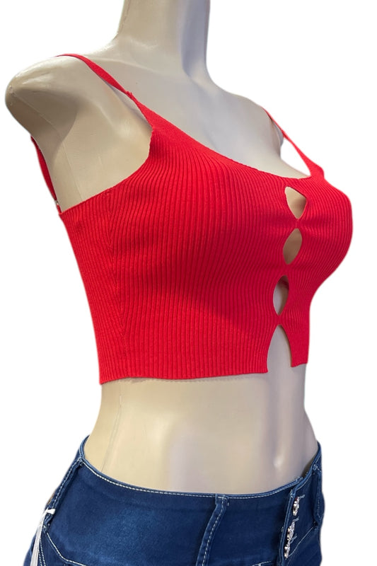 Cut Out Ribbed Cropped Cami