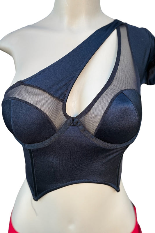 black top on a mannequin with a white background